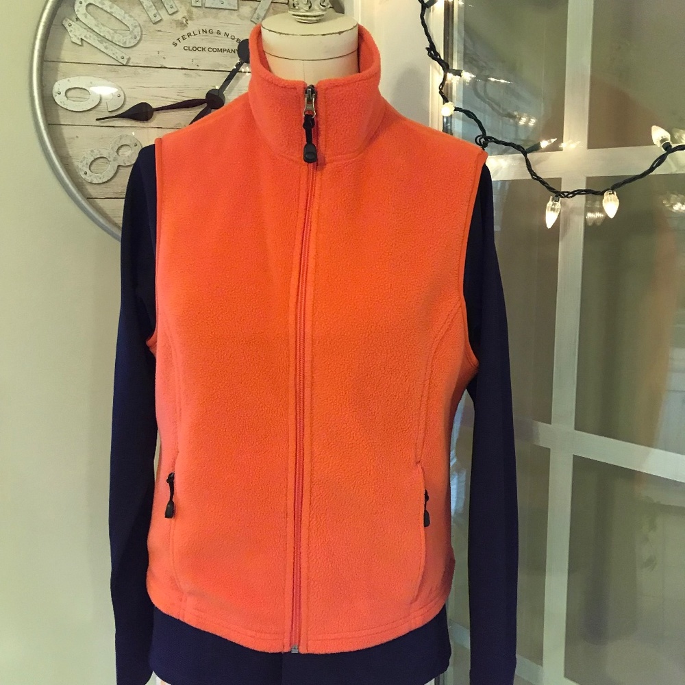 L.L. Bean orange fleece POLARTEC vest
